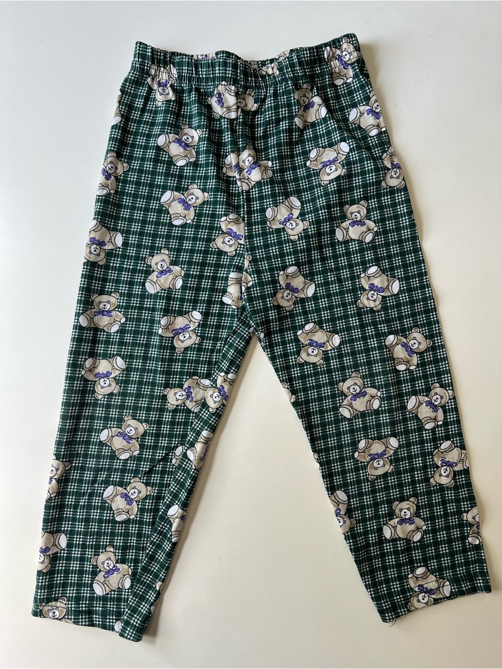 Vintage 1990s Okie Dokie Teddy Bear plaid pants 4T